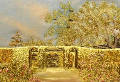 Lot 1177 - Late 19th century silkwork depicting a lone...