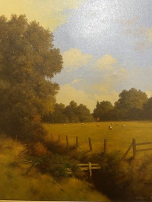 Lot 1190 - Jenny Haylett - Spring farmyard, acrylic,...