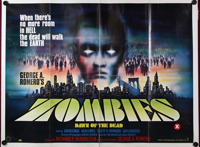 Lot Zombies Dawn of the Dead, 1978, UK quad film...