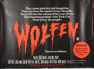 Lot Wolfen, 1981, UK quad film poster, printed in...