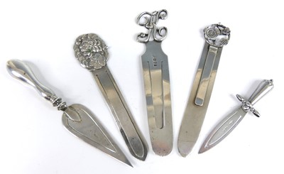 Lot A late Victorian silver initialled bookmark,...