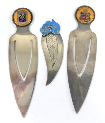 Lot Three Australian souvenir bookmarks,...