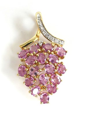 Lot 2502 - An 18ct yellow gold pink sapphire and diamond...