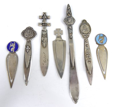 Lot A late Victorian silver clip bookmark topped...