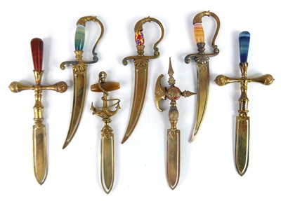 Lot Three Victorian brass novelty bookmarks in the...