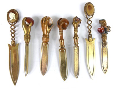 Lot A collection of Victorian hardstone topped...