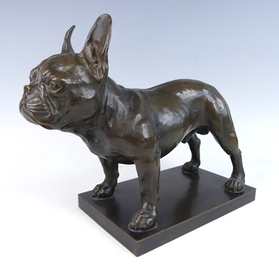 Lot 62 - A bronze model of a standing French bulldog,...