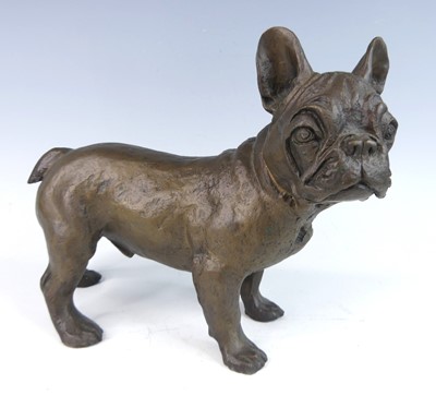 Lot 72 - A contemporary bronze standing French bulldog,...