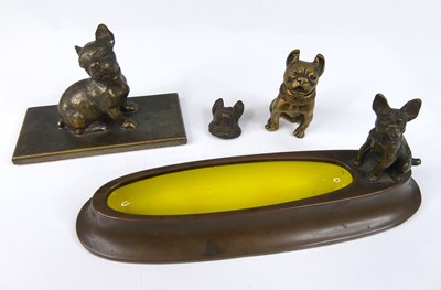 Lot 84 - French bulldog interest; a bronze deskweight,...