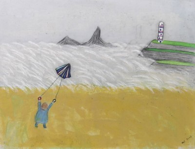 Lot 1025 - Modern British School - Naive beach scene,...