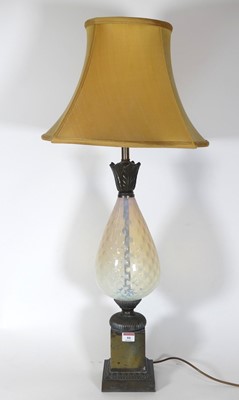 Lot 66 - A contemporary vaseline glass and patinated...