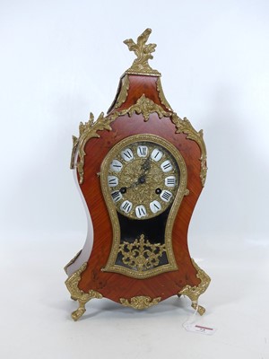 Lot 73 - A reproduction kingwood and marquetry mantel...