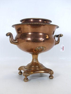 Lot 74 - A 19th century copper and brass samovar,...