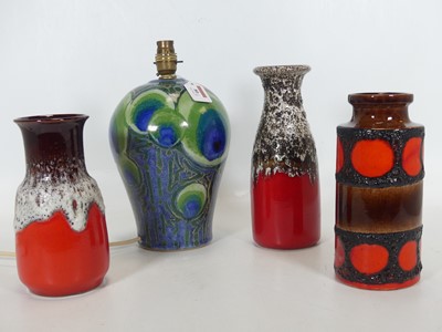 Lot 80 - A studio pottery table lamp, with green and...