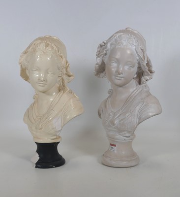 Lot 85 - A painted stoneware bust of a young girl,...
