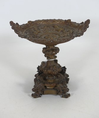 Lot 113 - A 19th century French bronze tazza, cast with...