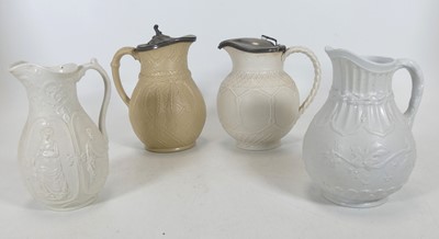 Lot 120 - A collection of moulded salt glazed pottery...