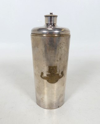 Lot 254 - A silver plated flask, of tapered cylindrical...