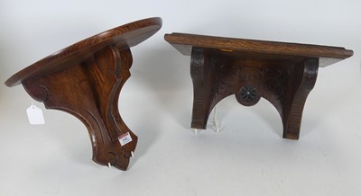 Lot 142 - An early 20th century oak wall bracket, w.37cm,...