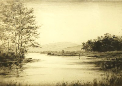 Lot 1029 - Johnstone Baird (1872-1935) - River landscape,...