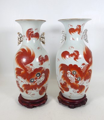 Lot 179 - A pair of Chinese porcelain vases, painted...