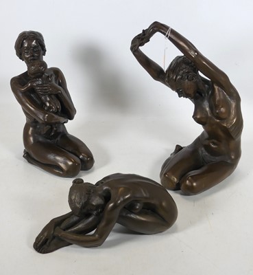 Lot 180 - A bronzed composite figure of a nude lady,...
