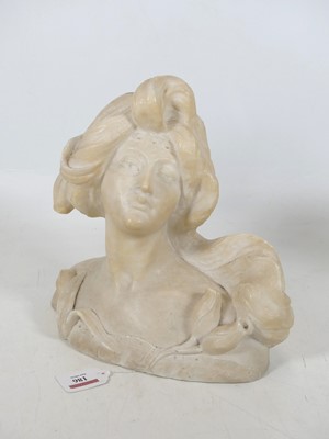 Lot 186 - An Art Nouveau style alabaster bust of a lady,...