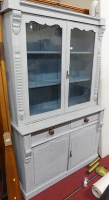 Lot 1221 - A circa 1900 painted bookcase cupboard, w.122cm