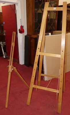 Lot 1224 - A freestanding A-frame artists easel; together...