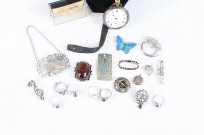 Lot 374 - Mixed lot to include silver decanter collar,...