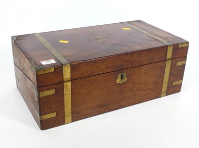 Lot 182 - A Victorian walnut and brass bound writing...