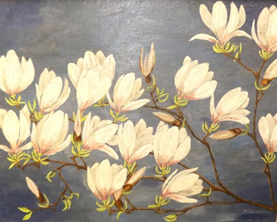 Lot 1051 - Joan Burbage - Magnolias, oil on artist board,...