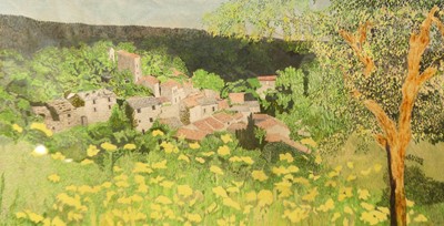 Lot 1062 - Toni Gocher - Village in Provence, watercolour;...