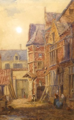Lot 1064 - Thomas Pyne - Dutch street scene, watercolour,...