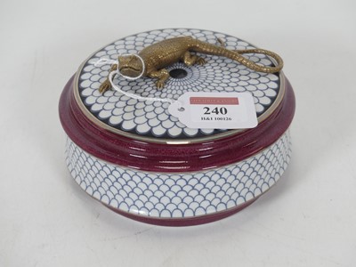 Lot 240 - A pottery box & cover of cylindrical shape,...