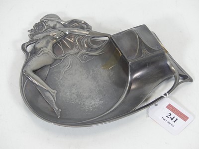 Lot 241 - A WMF Art Nouveau inkwell, the pen tray in the...