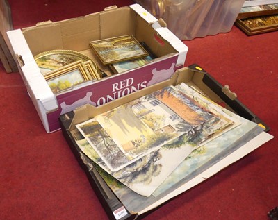 Lot 1100 - Two boxes containing a quantity of amateur art...