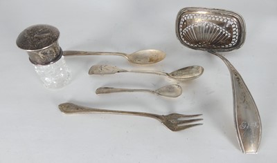 Lot 287 - A 19th century white metal sifting spoon,...
