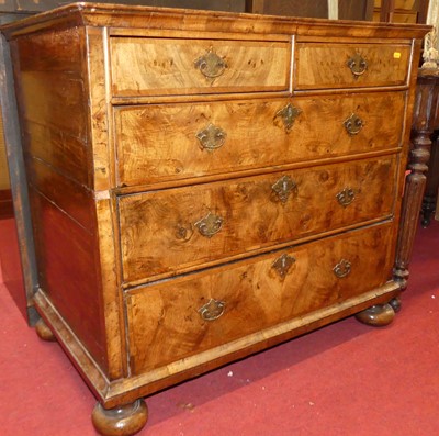 Lot 1237 - An early 18th century figured walnut feather...