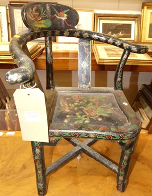 Lot 1252 - A black lacquered and floral painted child's...