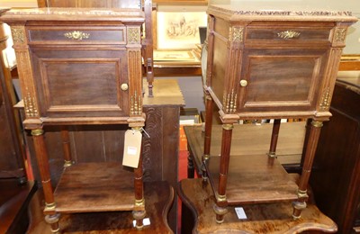 Lot 1260 - A pair of circa 1900 French walnut, gilt metal...