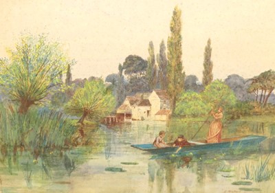 Lot 1123 - E. Porters - Boating scene, watercolour, 25 x...