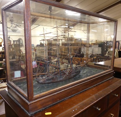 Lot 1270 - A scratch built model sailing vessel housed in...