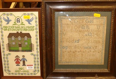 Lot 1134 - A Victorian needlework alphabet, number and...