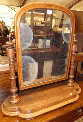 Lot 1274 - A mid-Victorian mahogany swing toilet mirror