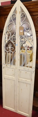 Lot 1150 - A distressed white painted wood and metal...