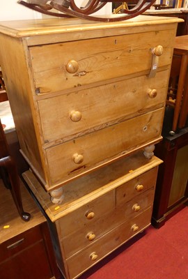 Lot 1282 - Two rustic Victorian pine chests, one having...