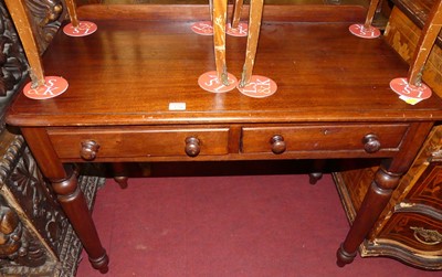 Lot 1298 - A Victorian mahogany round cornered ledgeback...