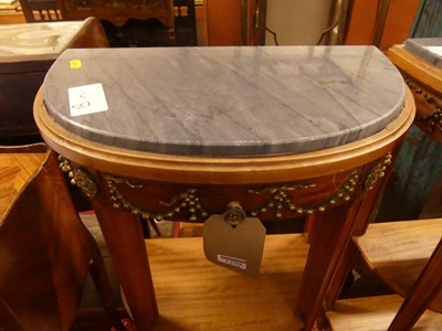 Lot 1299 - A pair of French satin walnut demi-lune single...