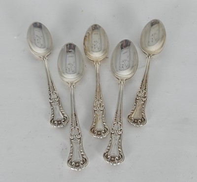 Lot 297 - A set of five George VI silver teaspoons,...